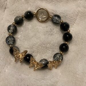Elegant Gold and Black Butterfly Bracelet